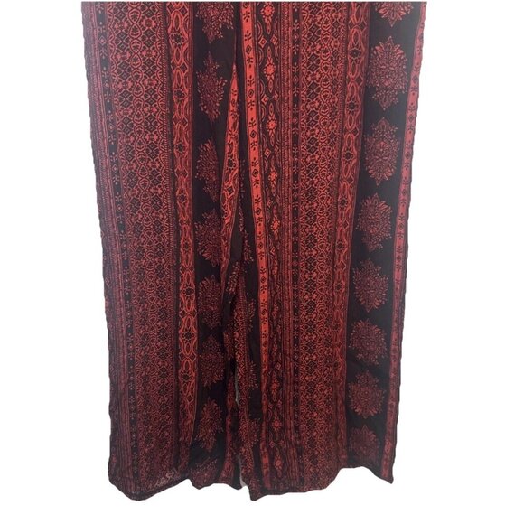 Peace & Pearls Red Black Patterned Wide Leg Soft Pants Elastic Waist-Sz S NEW - Picture 3 of 14